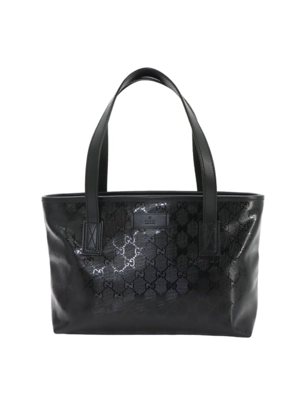 Gucci GG Supreme Tote Bag Leather Black Silver